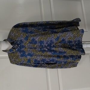 Georg Roth Mens XXL designer blue yellow print long sleeve button down